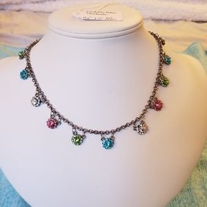 HP🦚 Handmade Glass Crystal Flower Necklace